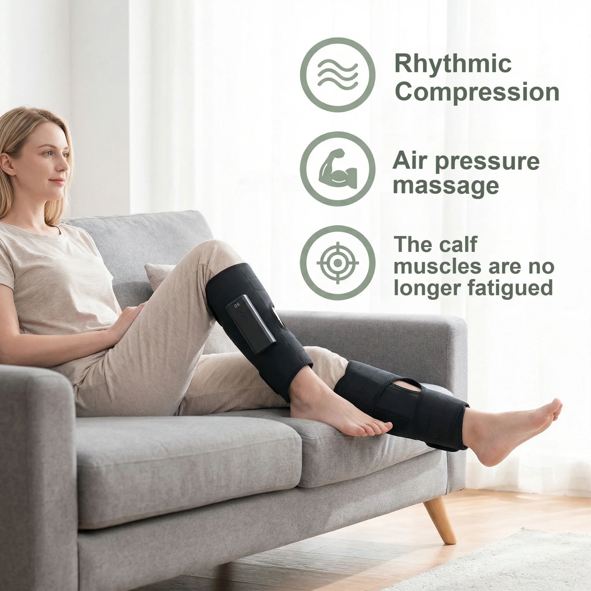 1 massaggiatore elettrico per gambe, un massaggiatore per gambe con funzioni di calore e compressione, adatto per piedi, gambe, cosce e ginocchia - immagine 3