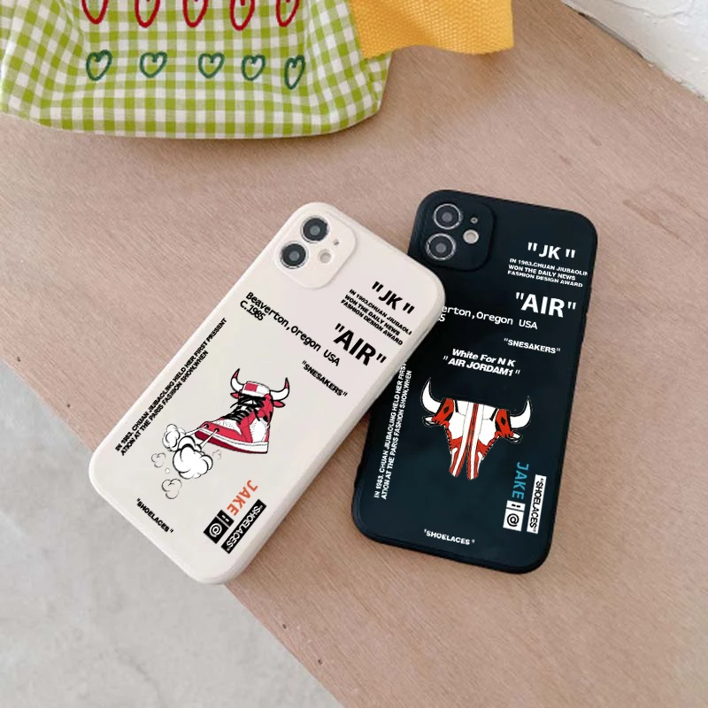 Ins Hot Off Air Sports Shoes Custodia Per Telefono Di Marca Per Iphone 12 11 13Pro M X Xs Max Xr 7 8 Plus Sneakers Etichetta Bianca Cover Posteriore M