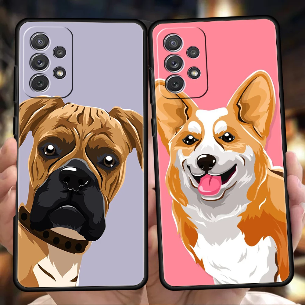 Cartoon Hunde Handyhülle für Samsung Galaxy A14 A54 A34 A51 A71 A72 A73 A32 A52 A52S A01 A11 A21S A31 A41 5G Soft Shell Capas Tasche
