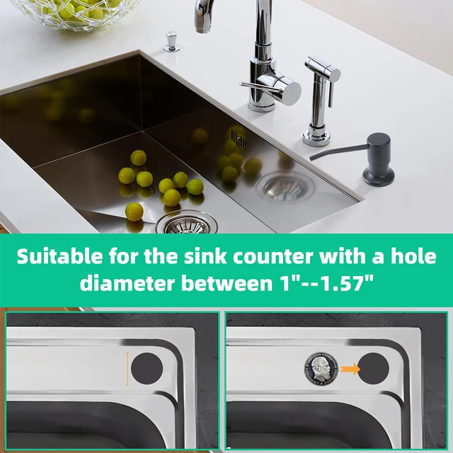 ที่จ่ายสบู่เหลวแบบปั๊มสำหรับอ่างล้างจาน ขวดสบู่เหลวสแตนเลส ติดตั้งบนอ่างล้างจาน แบบกดด้วยมือ 4