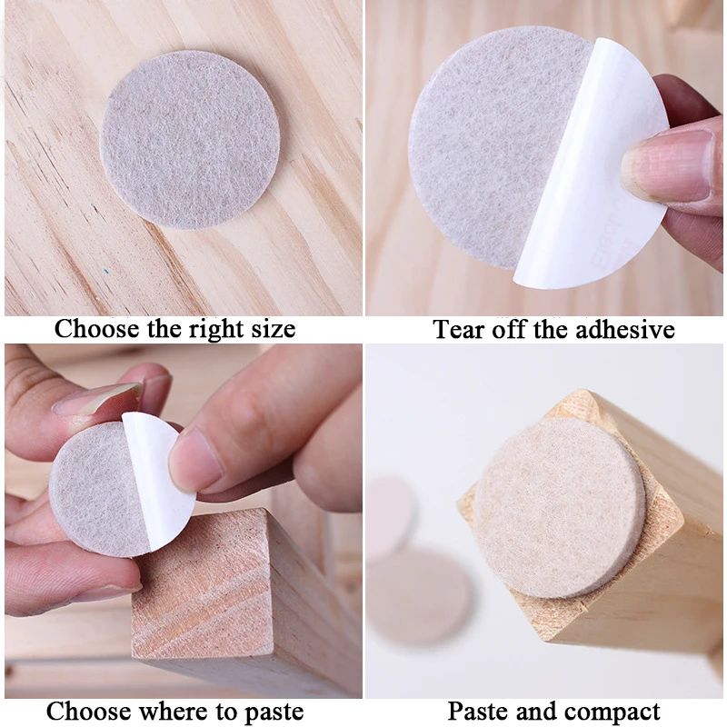 Furniture Leg Pads 1/3/72pcs Thicken Self Adhesive Felt Chair Leg Pads Floor Protectors Furniture Table Leg Covers Round Bottom Anti-Slip