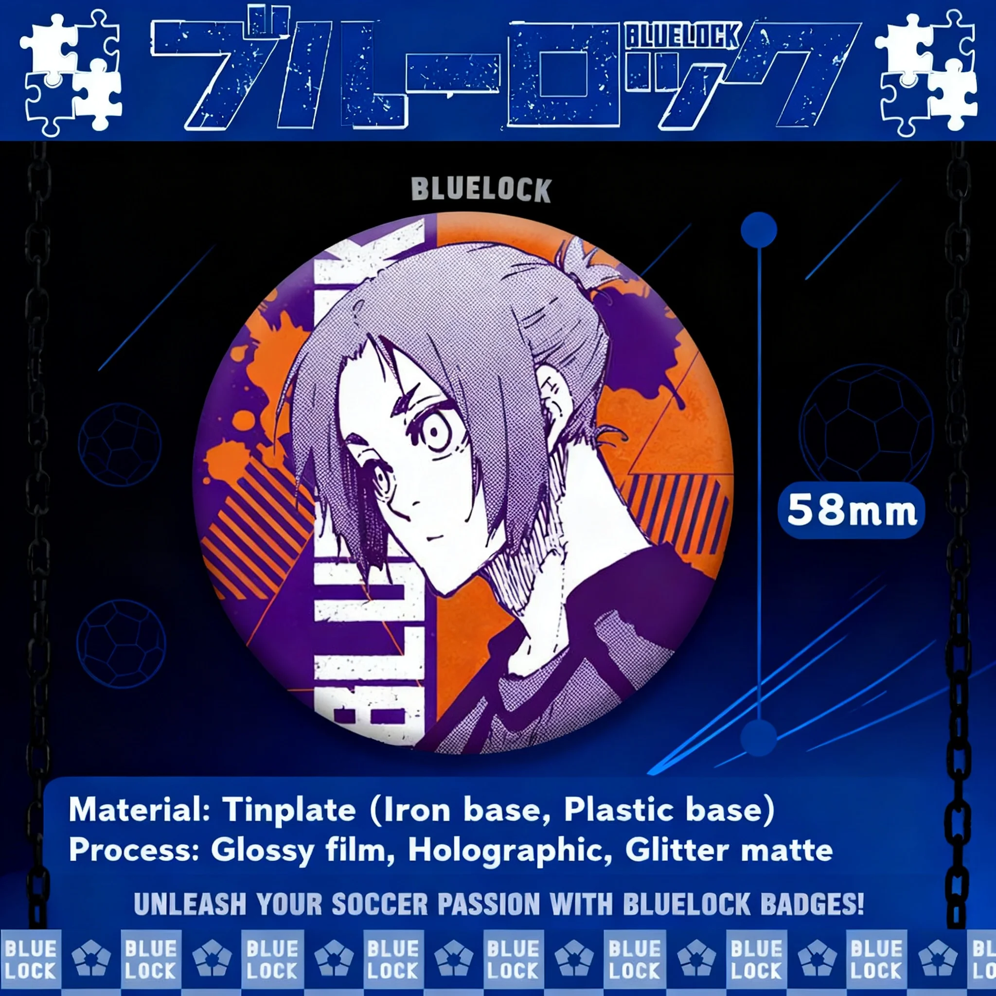 Official Blue Lock Anime Fan Art Collection Badge Featuring Iconic Characters