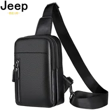 

JEEP BULUO High Quality Real leather Shoulder Crossbody Bag Men Chest Bags For Young Man Famous Brand Sling Bags