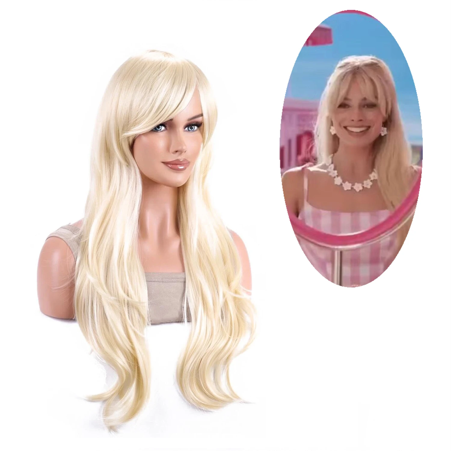 

Gres Barbie Cosplay Wigs Blodne Color Long Wavy Synthetic Hair Cos Costume Halloween Wig for Women High Temperature Fiber