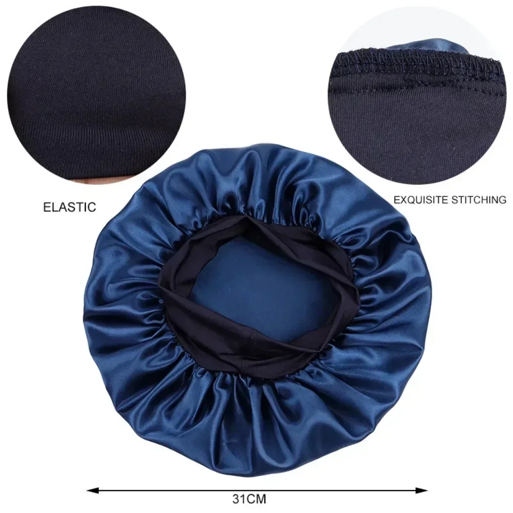 Bonnet Satin Sleeping Hat Hair Night Sleep Cap Head Cover Shower Caps for Bath and Sauna Bathing Shower Cap Bathroom Products 4