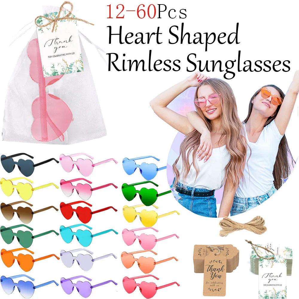 Wedding Heart Sunglasses Gifts for Guests Candy Color Heart Glasses Wedding Favors Bachelorette Party Favor 12-60Pcs