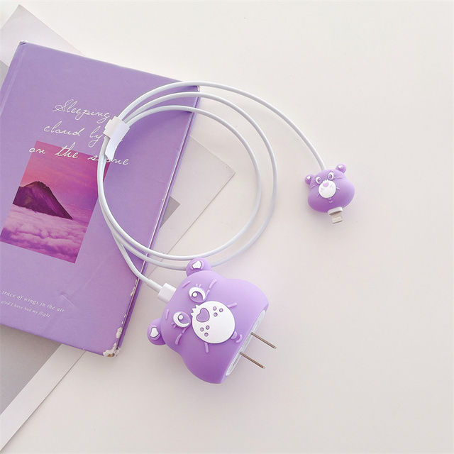 Fast Charger Case for IPhone 11 12 20W Adapter Fast Charge Protection Silicone Soft Cartoon Charger Cover Protective Sleeve