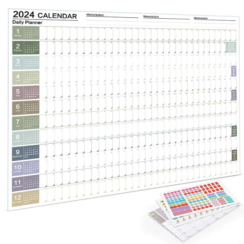 2024 Calendar Planner Sheet Large Wall Calendar Kawaii To Do List Yearly Planner Target List Schedule Organizer Office Supplies diary 2024 a7 a6 a5 transparent loose leaf binder notebook inner core cover note book journal planner office stationery supplies