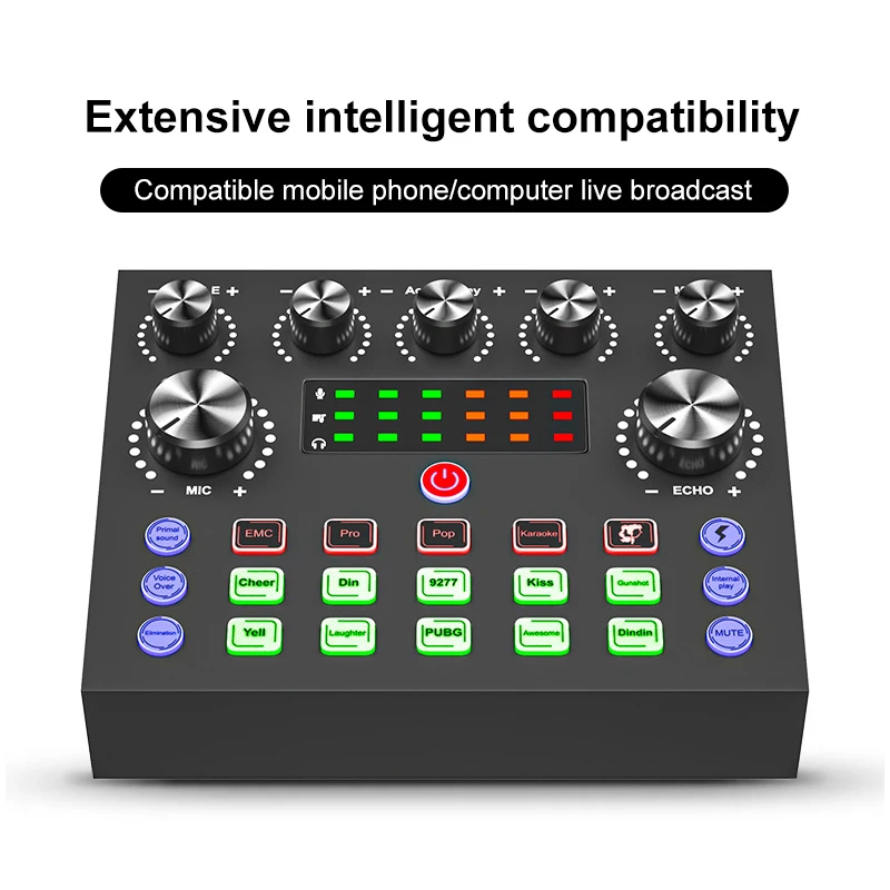 Audio Mixer Likheung V8 V8S USB External Headset Microphone Webcast Personal Live Broadcast Sound Card For Phone Computer