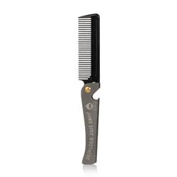 Vintage Folding Steel Beard and Hair Comb for Men - Portable Shaping Tool (Black)
