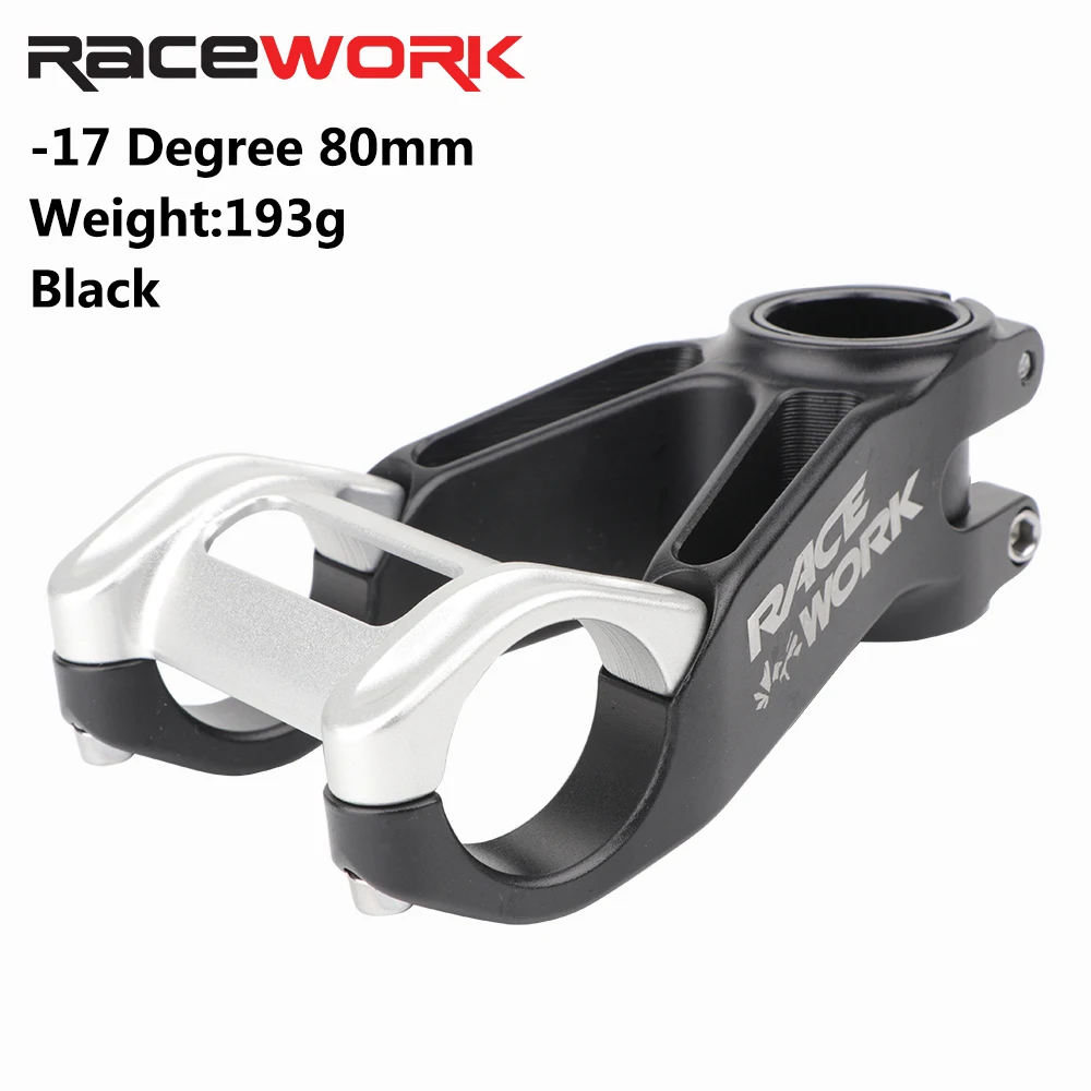 

RACEWORK Ultralight MTB Bike Stem AM/FR/DH -17 Degree Bicycle Handlebar Table Riser Holder CNC Retro 31.8 Cycling Accessories