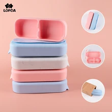 

LOFCA Silicone Plate Food Grade Baby Feeding Silicone Box With Spoon Dining Children Cartoon Detachable Dishes Tableware Kids