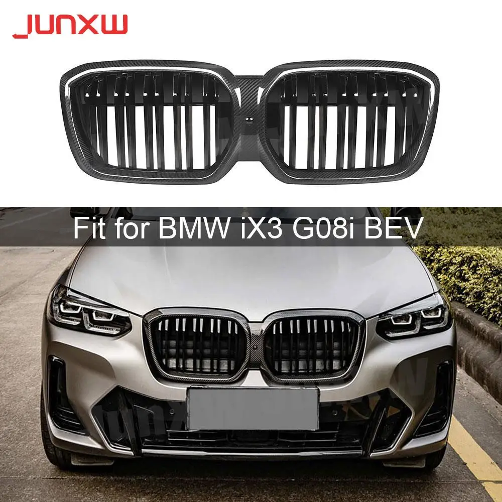 

Передний бампер из АБС, сетчатые решетки радиатора для BMW iX3 G08i 2022, автомобильный Стайлинг из углеродного волокна, гонки, Внешнее украшение, боди