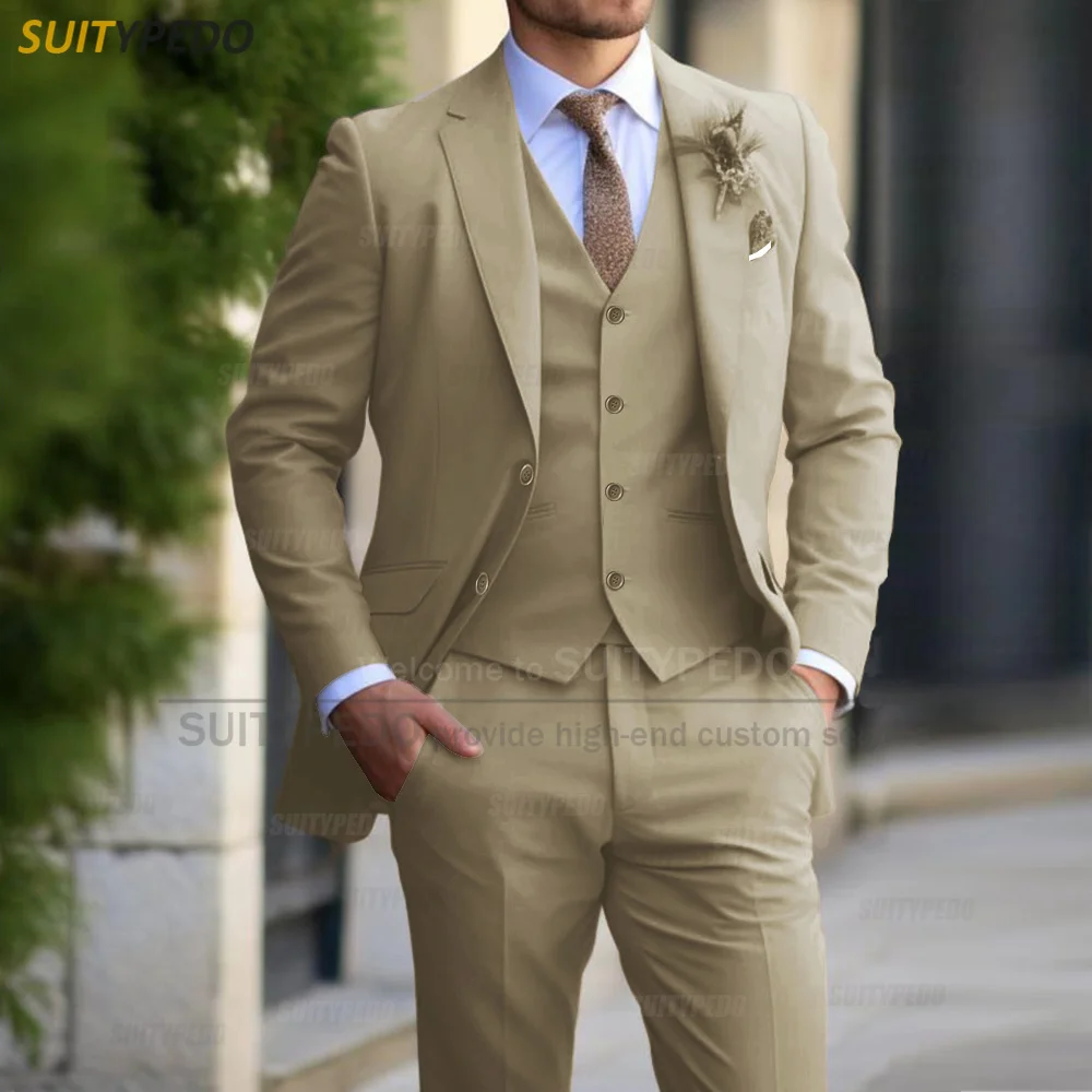Men Formal Slim Fit Elegant 3Piece Suit (Blazer Vest Pants) - Image 14