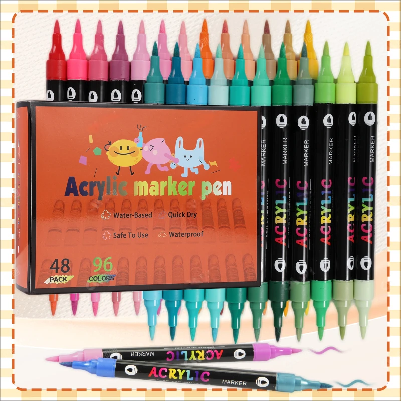 Dual Acrylic Paint Markers Set With Brush And Fine Tip For Art_voghion.com