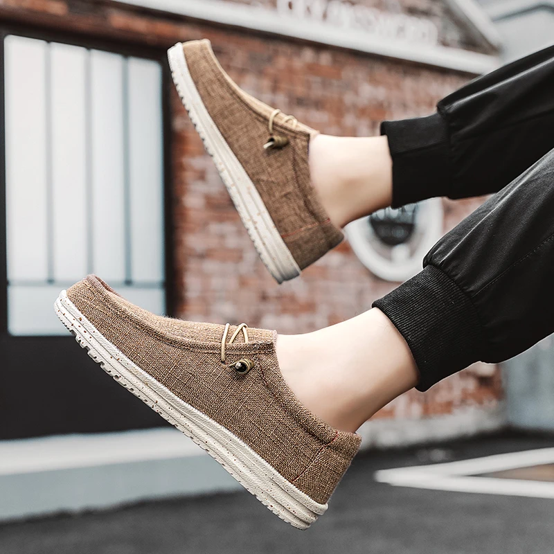 Men's Breathable Casual Canvas Slip Shoes Comfort Slip-on Loafer Soft Penny Loafers for Men Lightweight Driving Boat Shoes 2