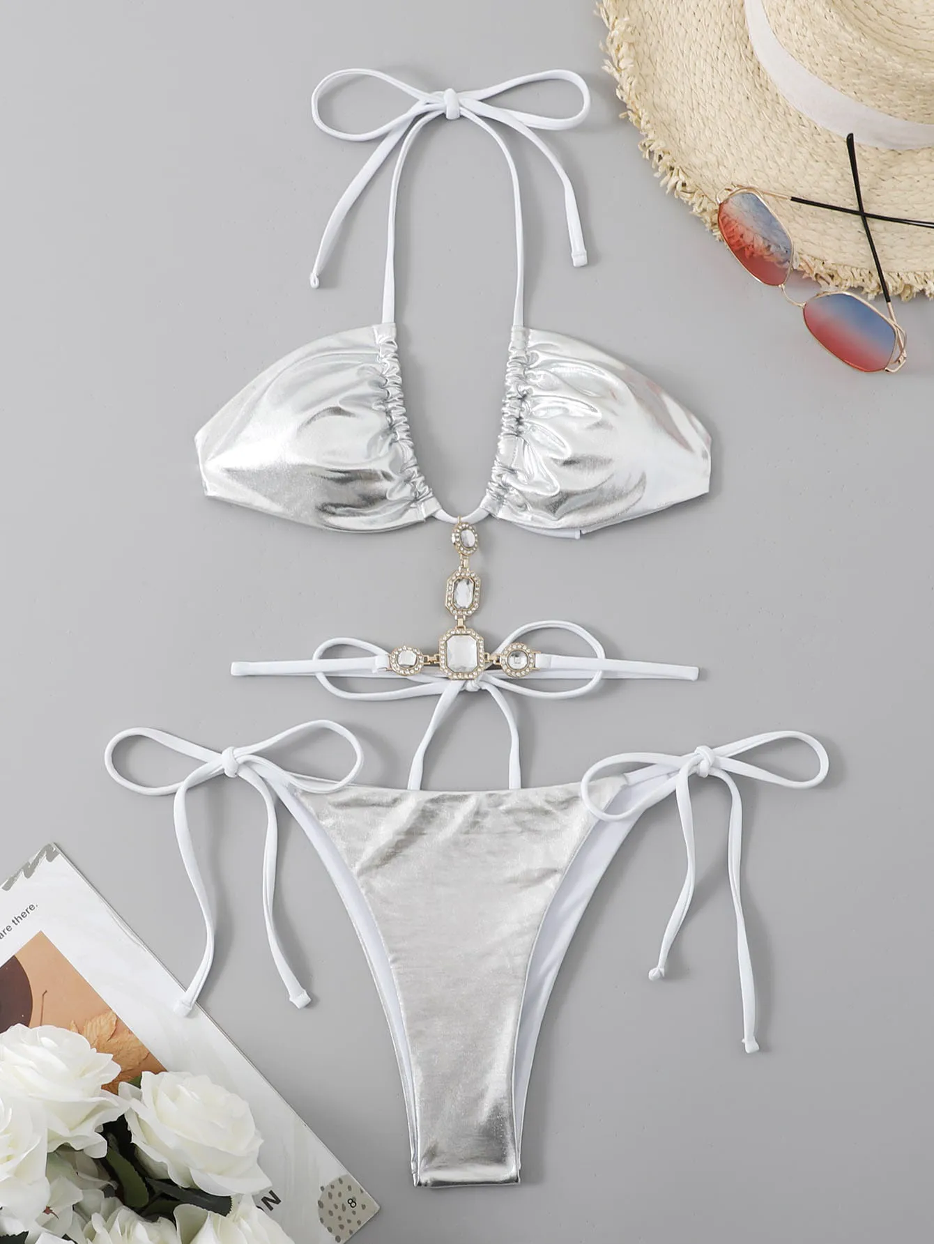 Swimsuits Fashionable Split Women's Masonry Decoration Bikini
