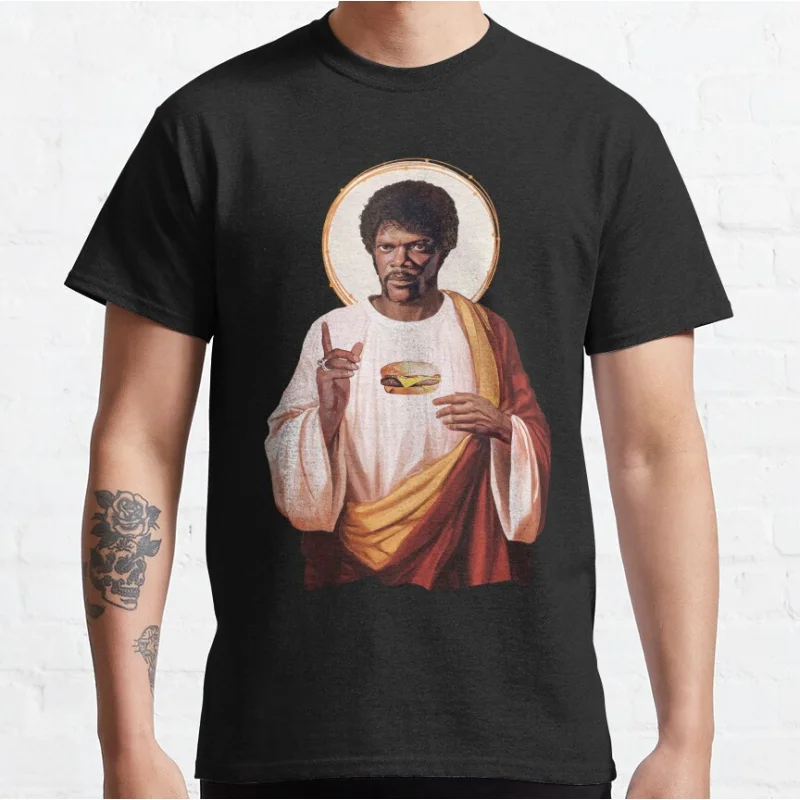 Lustiges Saint Jules Winnfield 80er-Jahre-Vintage-Film Pulp Fiction Kurzarm-T-Shirt mit Rundhalsausschnitt für Männer, große Größe, Erwachsene, Tops S-6XL