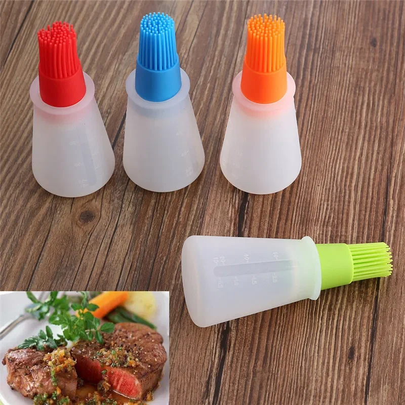 Oil Bottle Brush Silicone Basting Brush Oil Bottle Oil Brush 1 Pcs Portable Silicone Oil Bottle with Brush Grill Oil Brushes Liquid Pastry Kitchen Baking BBQ Tool Kitchen Tools for BBQ