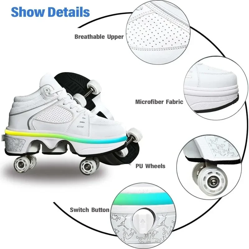 Wedsf Roller Skates Double-Row Deform Wheel Automatic Walking