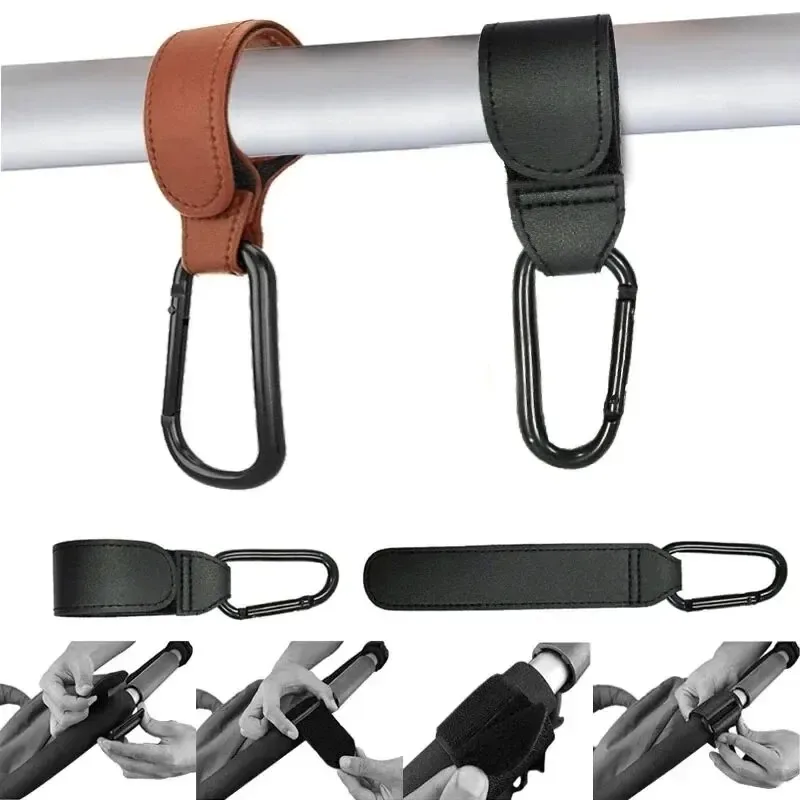 PU Leather Hook 1/2/4pcs Versatile Adjustable for Stroller Organize Accessories Strong Bearing