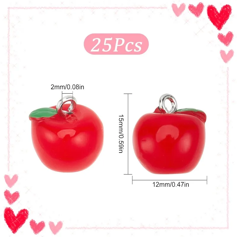 Beebeecraft 1 Boîte De 4 Breloques Pomme Rouge En Émail