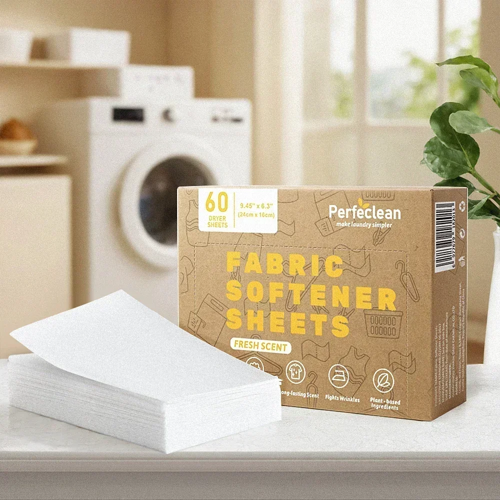 Eco-Friendly Solid Tumble Fabric Softener Dryer Sheet Fresh Scent Daily Use Dryer Sheets for Softened Laundry fabric softener sheets