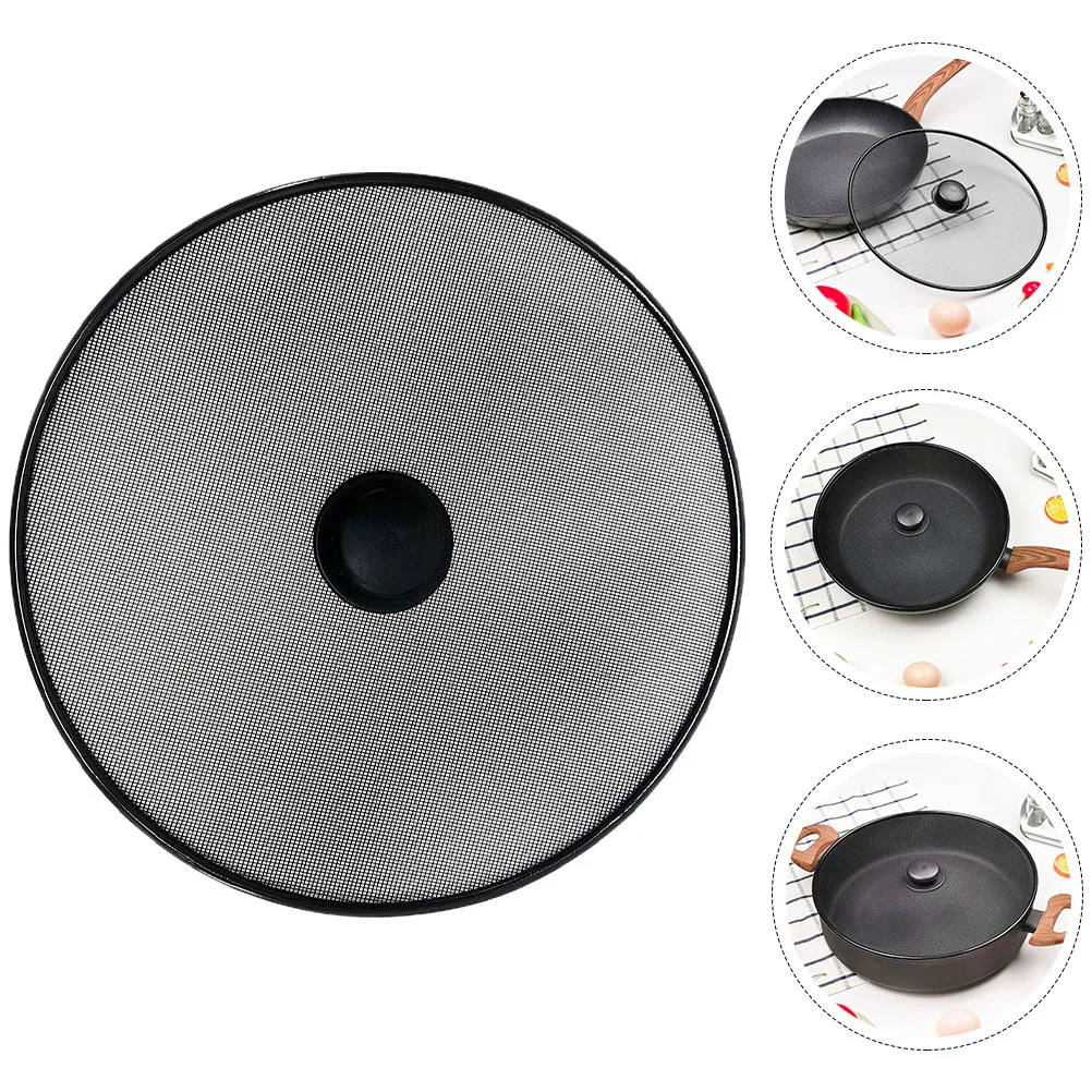 Grease Splatter Screen Frying Pan 29Cm Stainless Steel Oil Splash Guard Skillet Lid Pan Lid Fine Mesh Splash Guard Knob