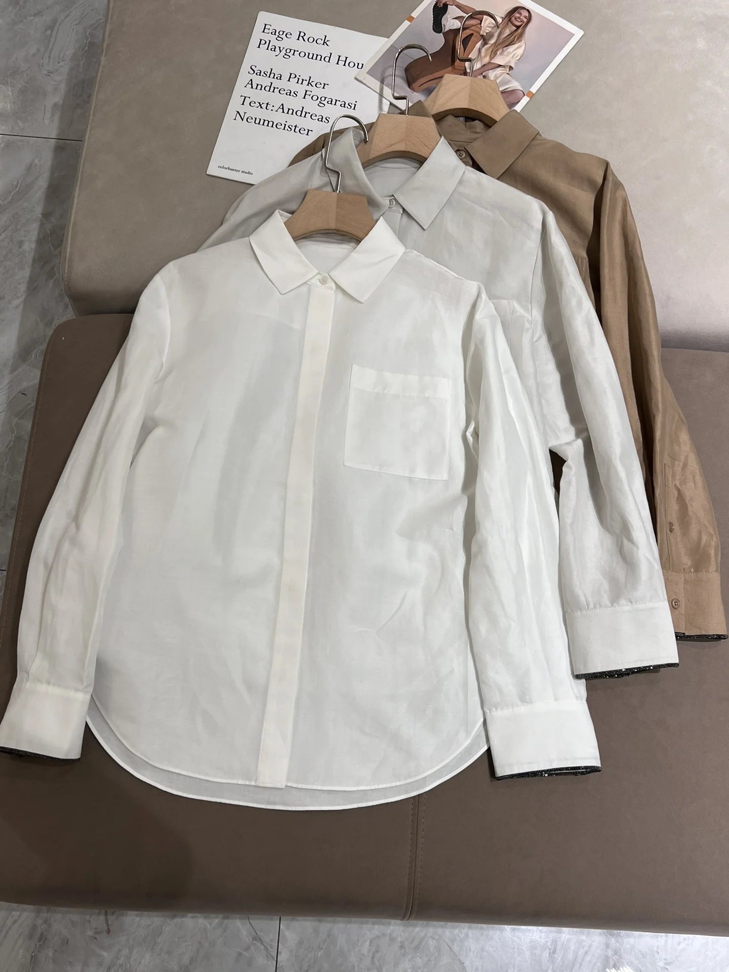 

Рубашка женская из хлопка и льна, свободная блузка с длинным рукавом, белый и серый цвета, одежда для женщин, весна-лето