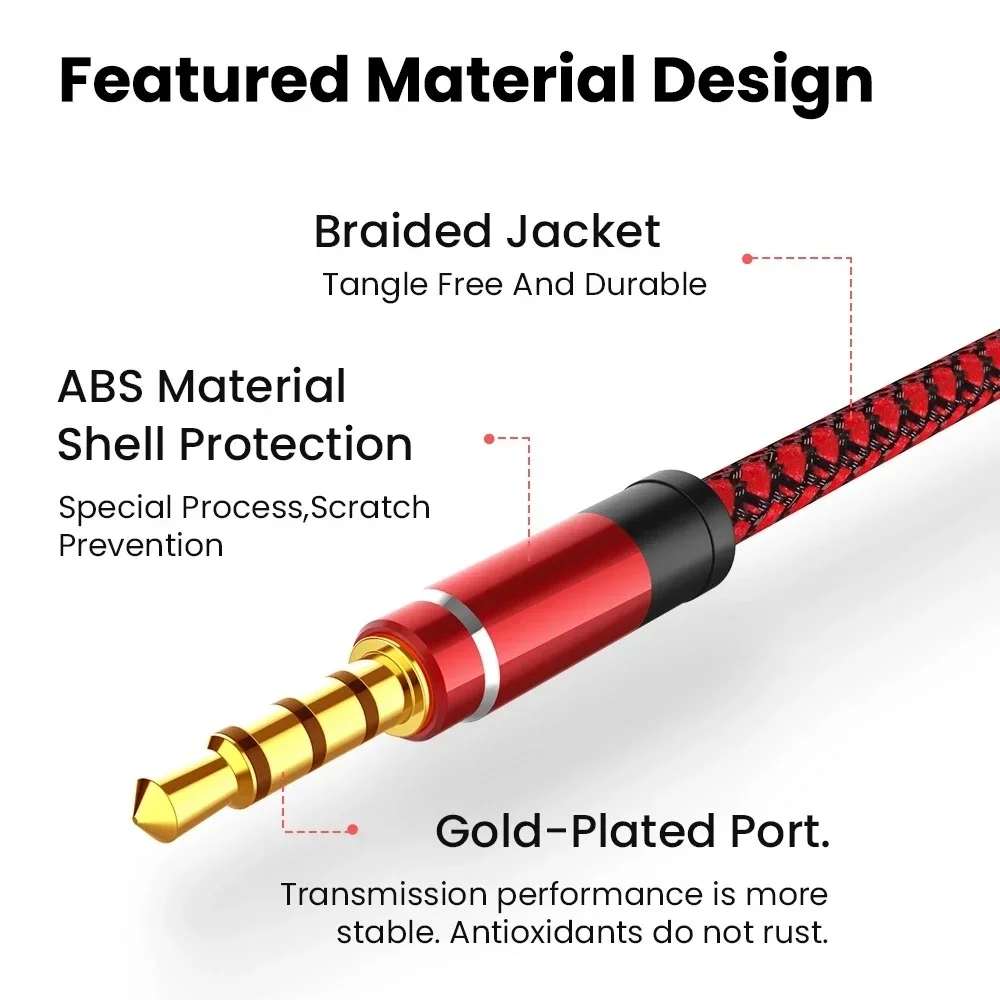 3.5mm Jack Weaving Car Mounted Auxiliary Line Male To Male AUX Cable Headphone Extension Cord 3.5mm Audio Cables Audio Adapter