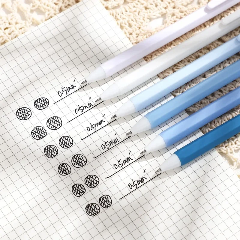 

6Pcs/Set Cute Morandi Color Press Gel Pen 0.5mm Black Ink Office Signature Pen Student Kawaii School Stationery Writing Supplies
