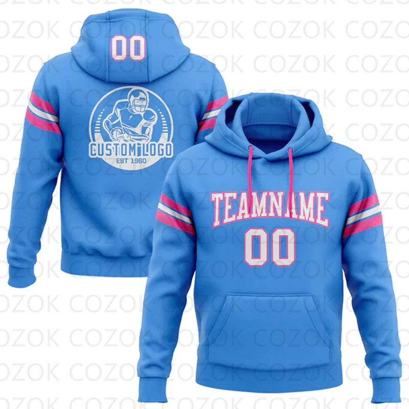 Customized Hoodie Blue Color Jersey 3D Printed  Unisex Pullovers Hoodie Casual Sweatshirts