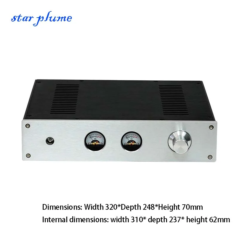 

(320*248*70mm) 3207 All-aluminum Power Amplifier Case VU Meter Preamplifier/Decoder/Headphone Amplifier Chassis Shell DIY Box