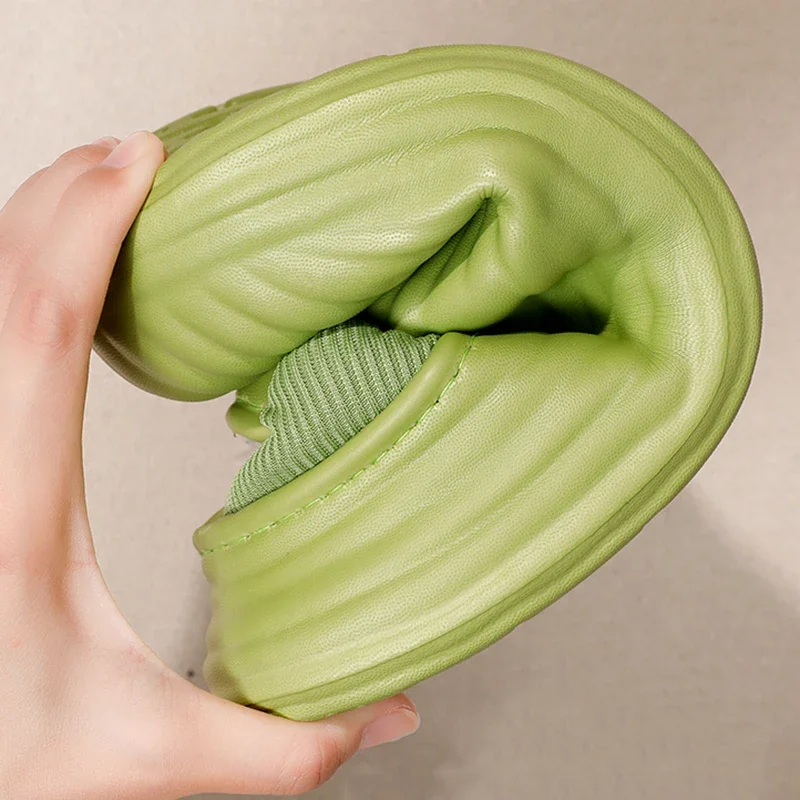 Waterproof Eva Indoor Cotton Slippers Women 2025 Winter Warm Plush Lining Home Slippers Woman Non Slip Flat Heels House Shoes