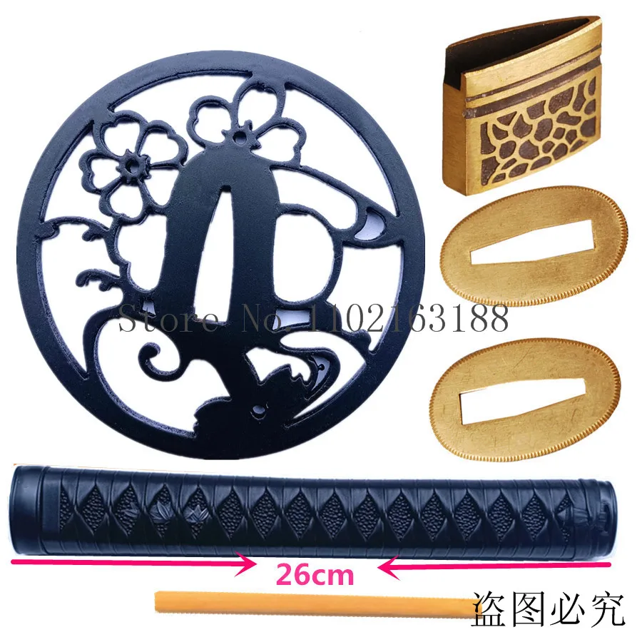 

Iron Tsuba For Japanese Samurai Sword Katana/Wakizashi/Tanto Guard Fittings Set Kirsite Menuki/Fuchi/Kashira/Handle/Habaki/Seppa