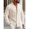 119941-cf5e1a.jpg Linen Hawaiian Beach Shirt Premium Lightweight Cotton Blend Long-Sleeve Stand-Collar Multi-Button