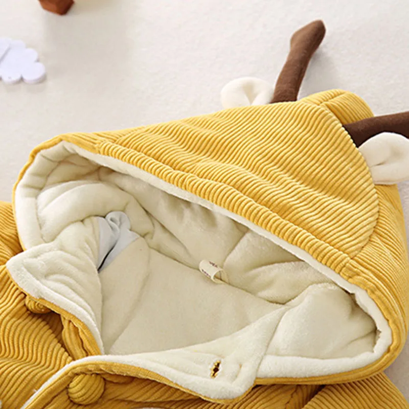 New Baby Winter Clothes Warm Fleece Kids Cotton Coat Cartoon Boy Girl Jacket Toddler Children Costume Overalls Born Snowsuit