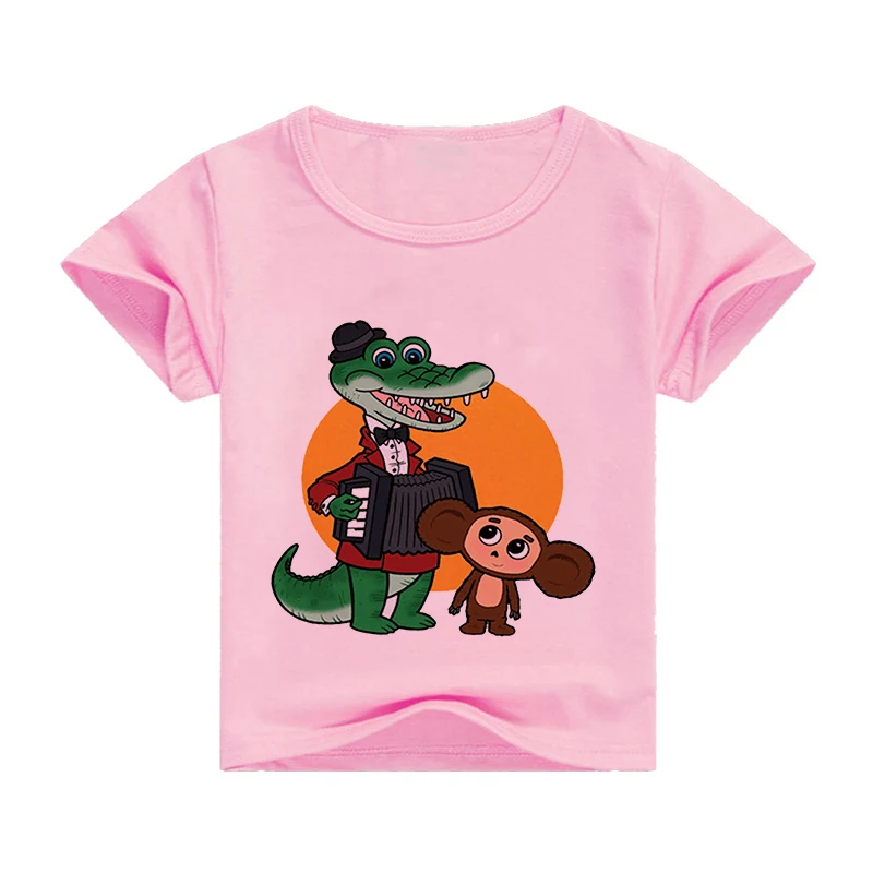 4 Colors 2-9y Children Russian Cartoon Cheburashka Funny T Shirt Summer Baby Boys/Girls Chebu Russia Tops T-shirt Kids Clothes 3