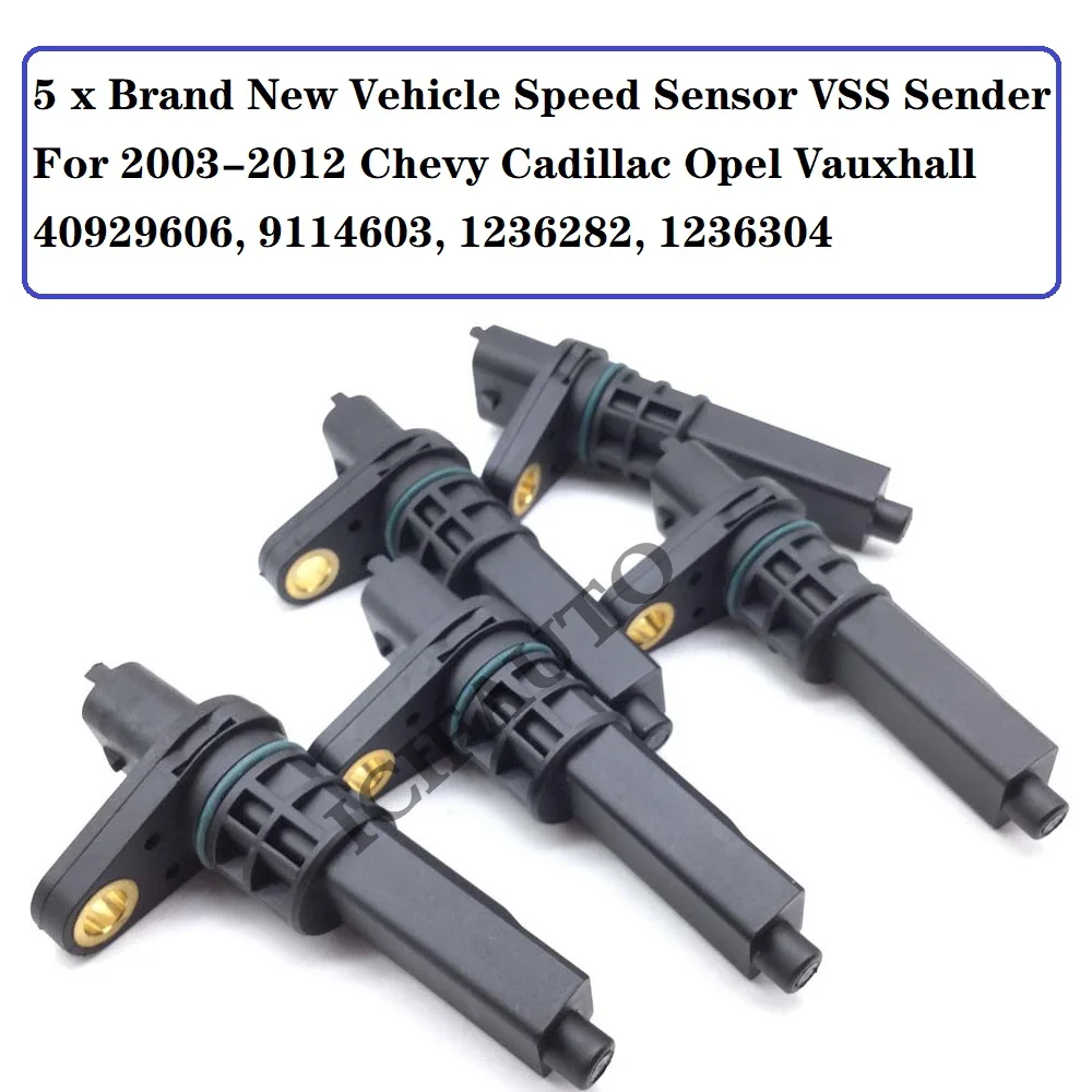 5 x Vehicle Speed Sensor VSS Sender+Connector for 2003-2012 Chevy Cadillac Opel Vauxhall 40929606, 9114603, 1236282, 1236304