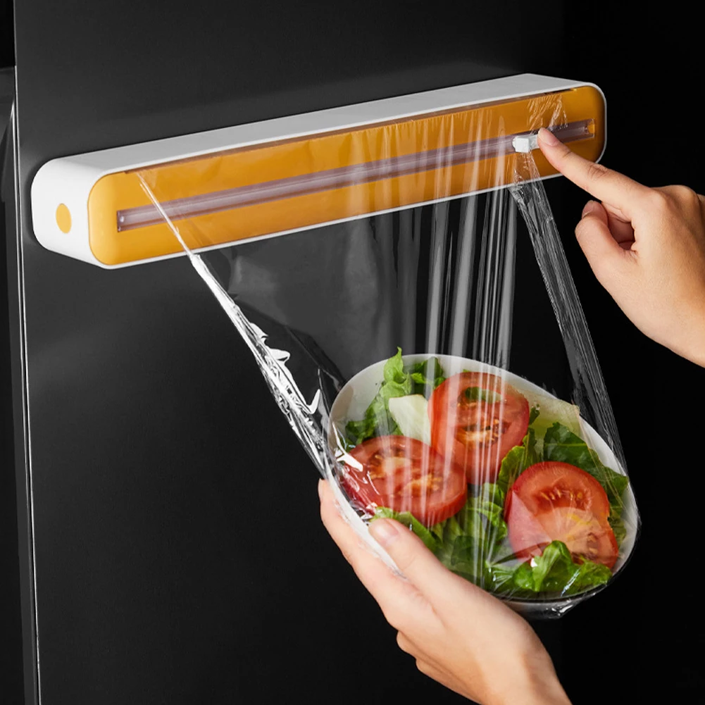 

2 In1 Magnetic Cling Film Wrap Dispenser Plastic Wrap Cutter Food Wrap Dispenser Aluminum Foil Stretch Film Cutter Kitchen Acces