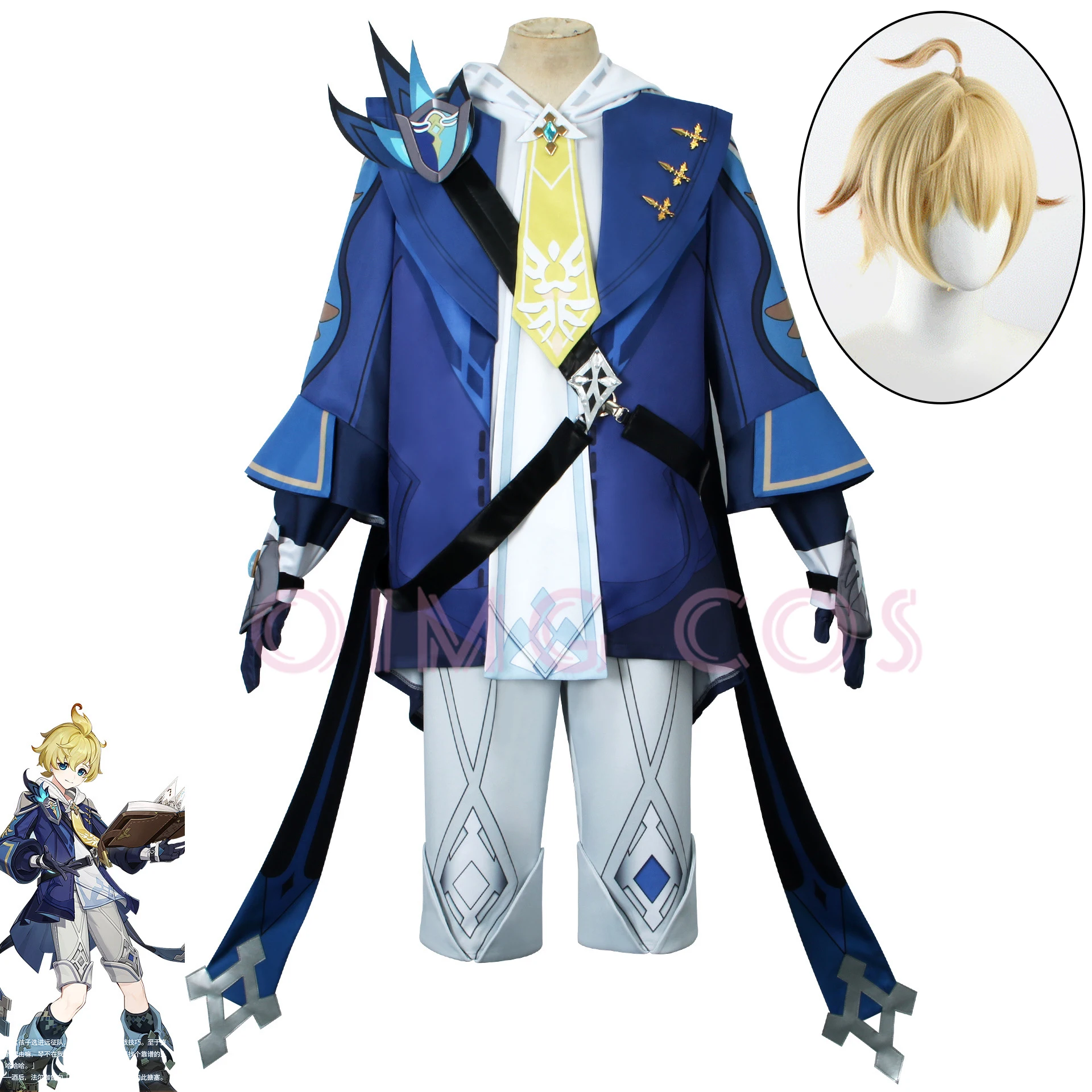 Game Genshin Impact Mika Cosplay Costume Roleplay Outfit with Backpack