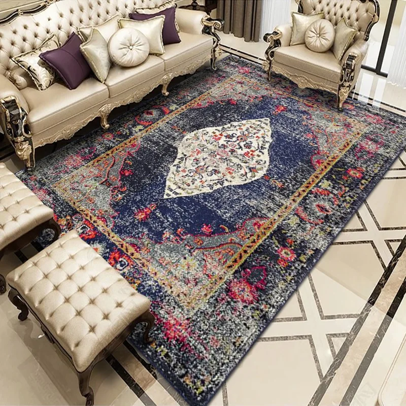 

Vintage Living Room Carpet American Large Sofa Coffee Table Floor Mat Persian Bedroom Carpet Ethnic Morocco Area Rug Home Decor