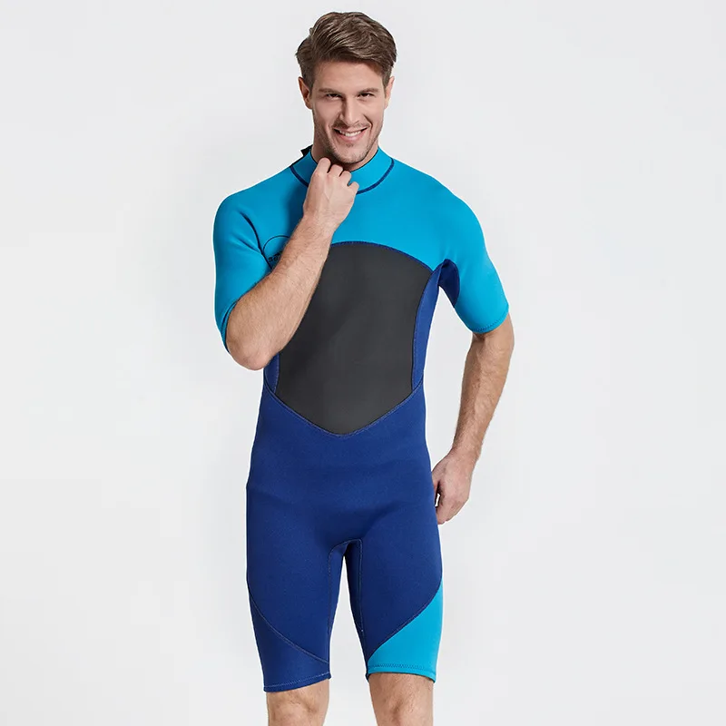 2MM Neoprene Shorty Mens Wetsuit UV-proof Front Zip Lycra Long Sleeves  Diving Suit for Surf Snorkeling - AliExpress
