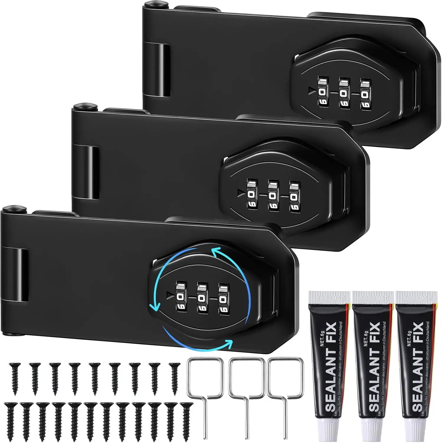 Mechanical password lock household password lock rotary hasp locks keyless for garden interior mailbox bathroom pet doors 4in