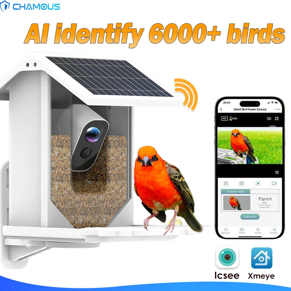 WiFi Bird Feeder Video Camera With Solar Panel Battery Surveillance IP