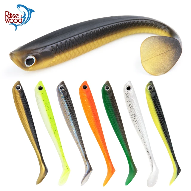 Rosewood Soft Fishing Lure Bass Lure T Tail Double Color Shape Grub Shad  Swimbait Artificial Bait Texas Rig Drop Shot Lure - AliExpress