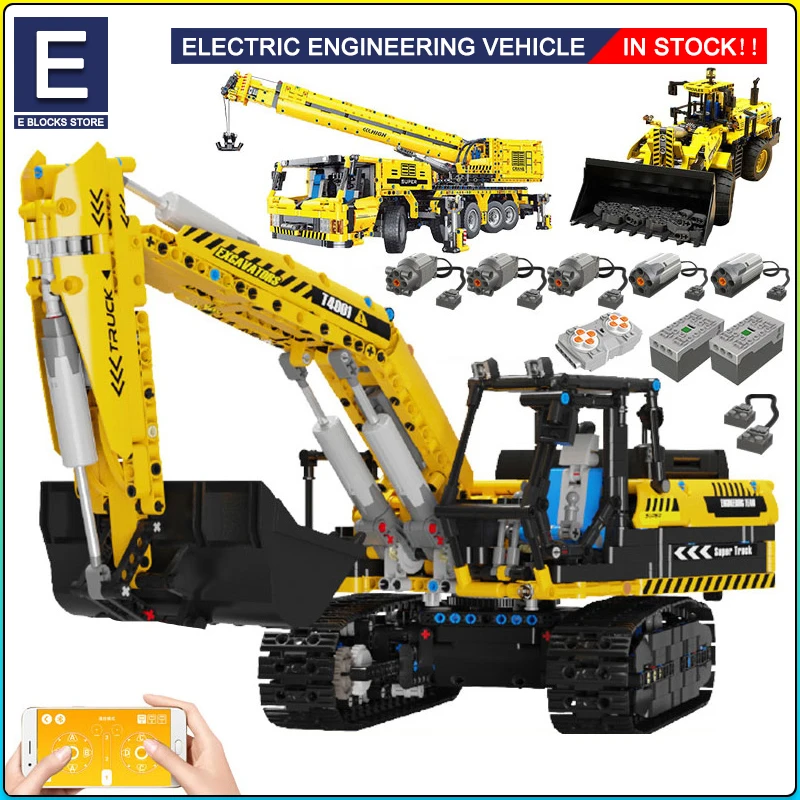 

Technical Car Excavator APP Remote Control Moter Power MOC Bricks Building Blocks Engineering Truck Boys Toys Gift For Childrens