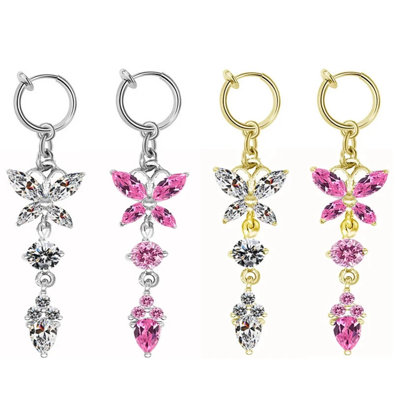 Fake Belly Piercing Butterfly Clip on Umbilical Navel Fake Pircing