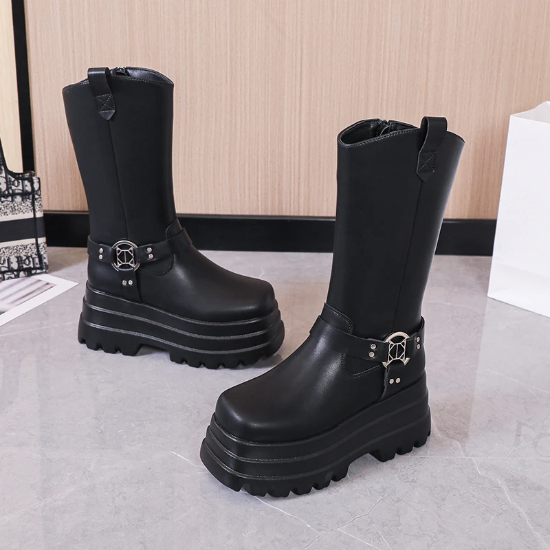 

Новинка, женские осенне-зимние водонепроницаемые сапоги до колена на высоком каблуке и платформе