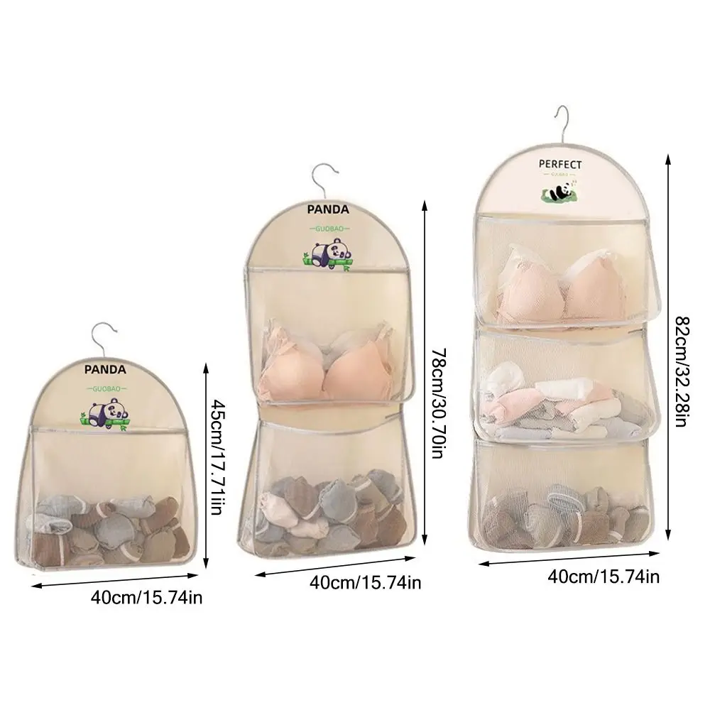 Multi-layer Storage Mesh Bag Save Space Large Capacity Panda Mesh Organizing Bag Wardrobe Hanging Multi-function 6